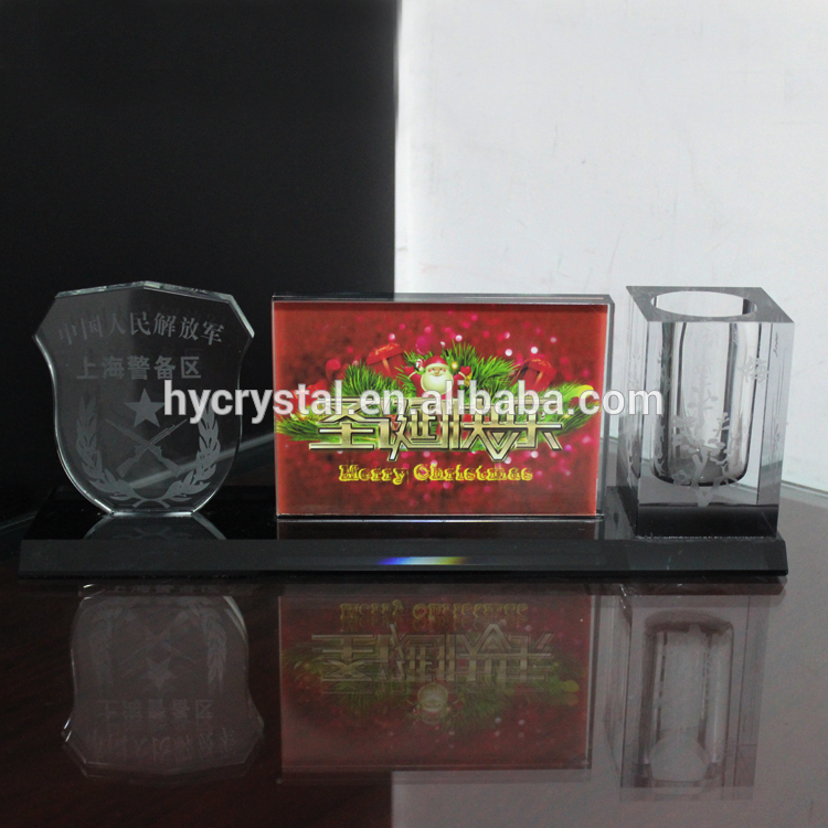 crystal desktop office set with photo frame wholesale