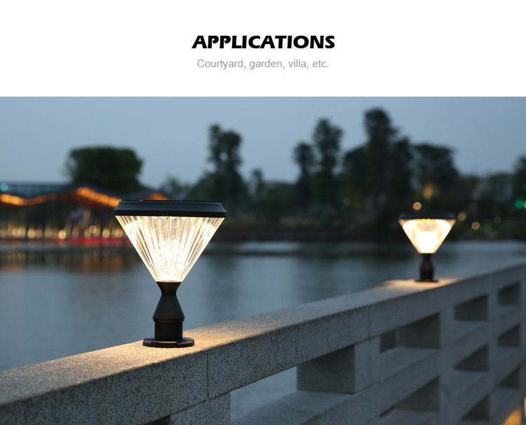 New Arrival Outdoor Waterproof Fence Lawn lamp Solar Gate Post Pillar Light Solar Pillar Light