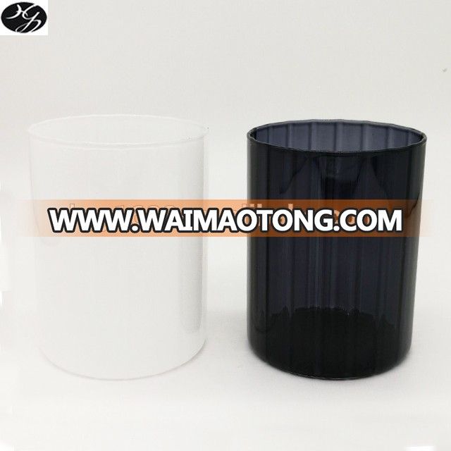 Straight sides smooth white black colored glass candle jars