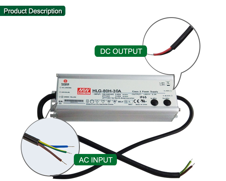 Meanwell HLG-80H-30 Constant Current 80W 30V LED Power Supply