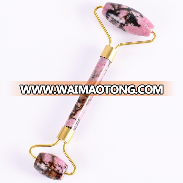 Body Massage Jade Roller Natural Rhodonite stone roller massage double head for face silim