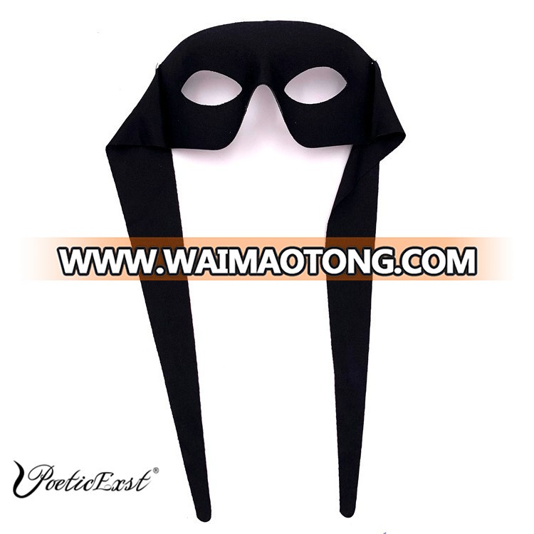 PoeticExst Hot Sale Cosplay Zorro Scary Mask Halloween Couple Masks Black Plastic with Long Band