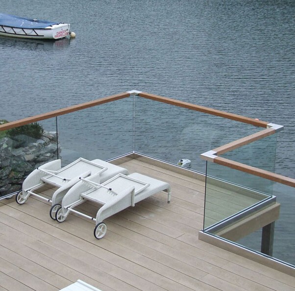 indoor Stainless steel U channel glass rails frameless glass balustrade with stainless hand