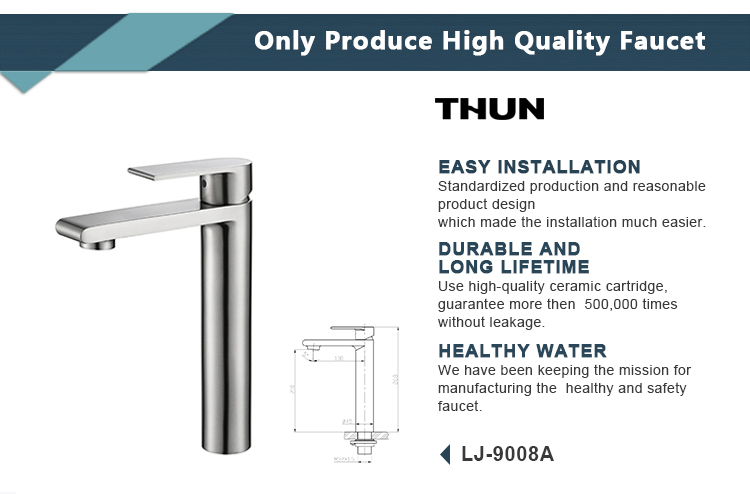 High Quality 304 Stainless Steel  Tap Bathroom Basin Water Faucet