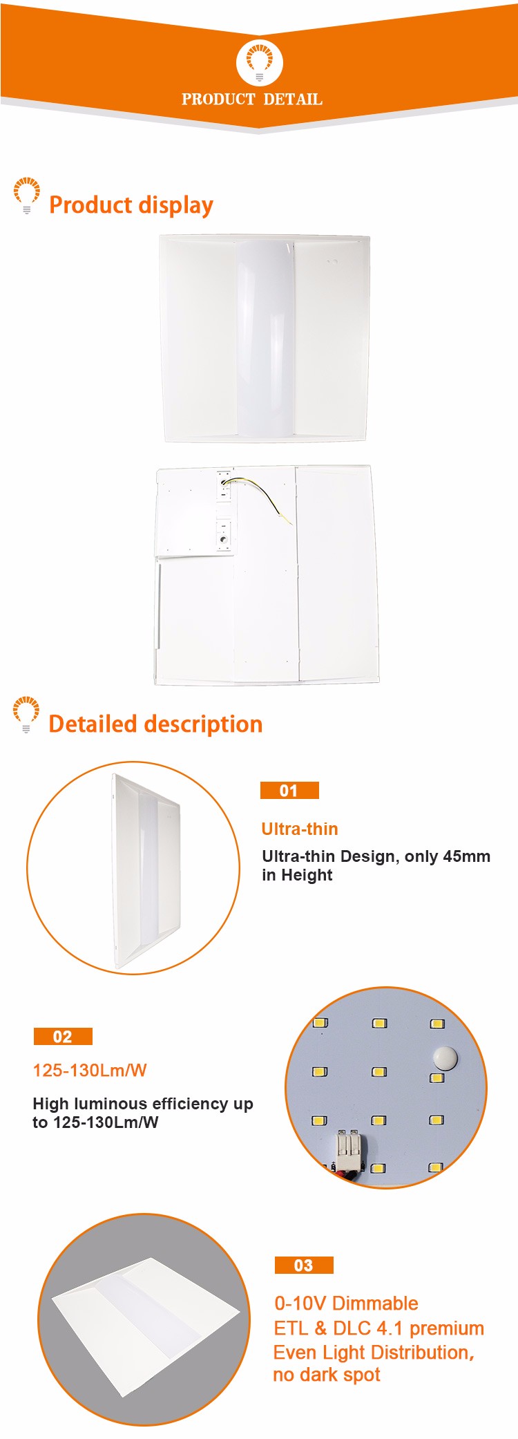 Hot sale ETL DLC dimmable LED panel 25W 2x2 led troffer