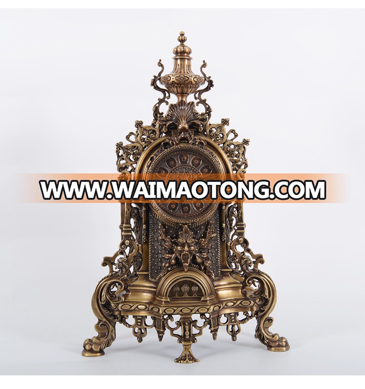 Decorative antique style bronze baroque clock sculpture