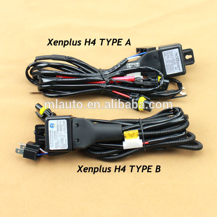 Good quality HID bi xenon H4 Wire harness for 35W and 55W for projector lens