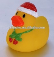 Mini PVC bath duck with hat logo printed tub floating duck for kids