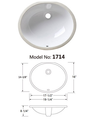 CUPC oval ceramic bathroom sink/porcelain wash basin/undermount vanity sink 1714