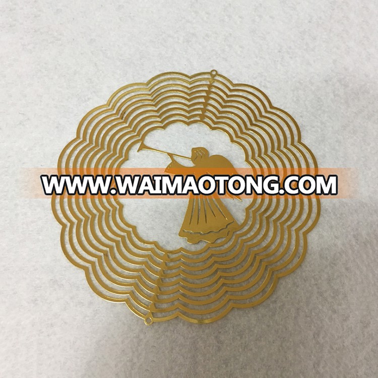 Wholesale Custom Etched Gold Metal Wind Spinner Ornament