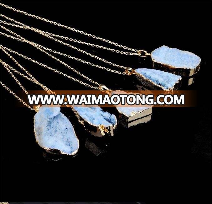 wholesale natural stone jewelry natural geode stone jewelry set