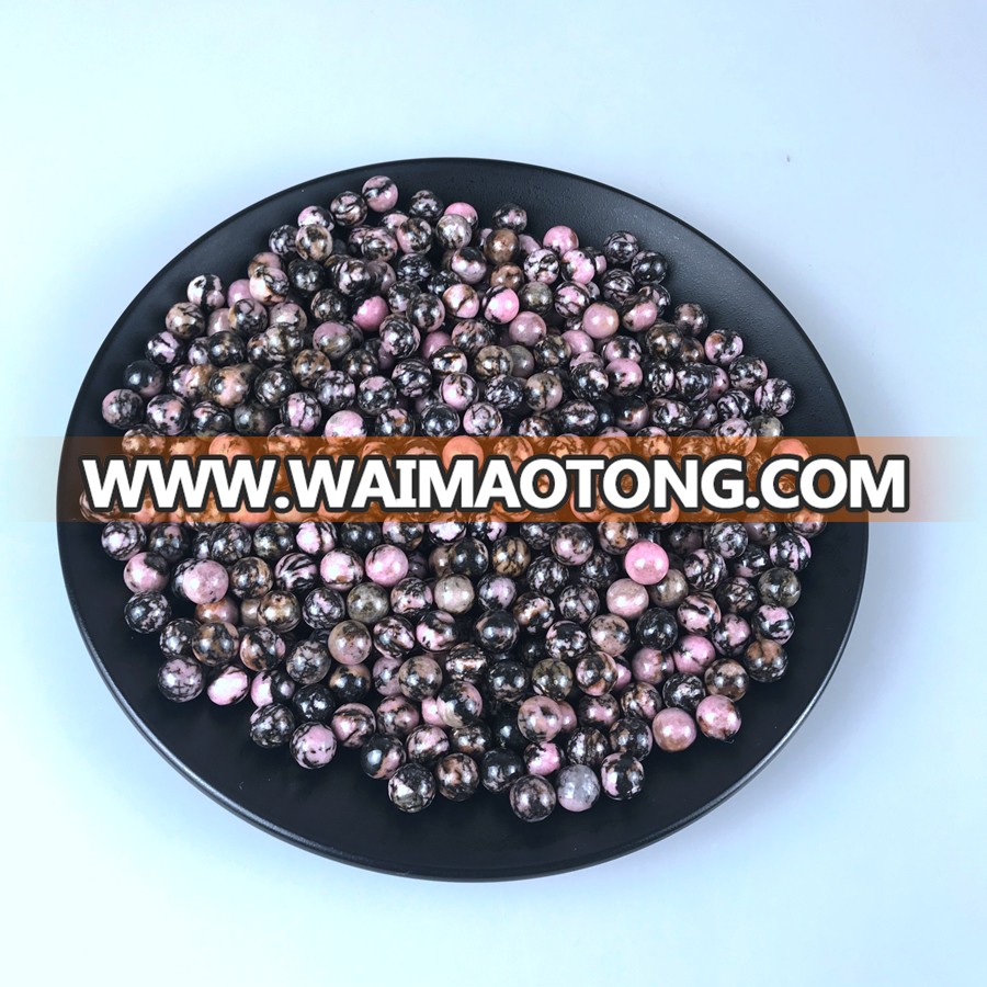 Wholesale Custom natural rhodonite stone small ball for earring stud