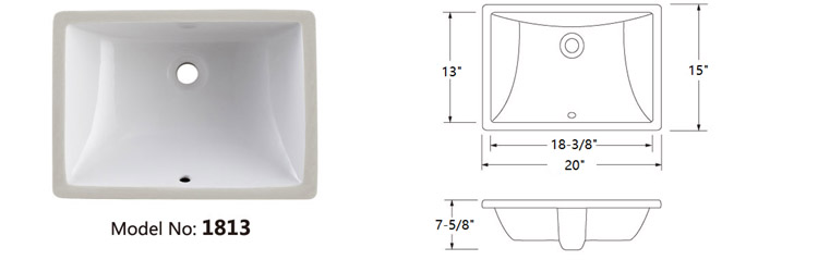 CUPC rectangular ceramic bathroom sink/porcelain wash basin/undermount vanity sink 2254(1812)