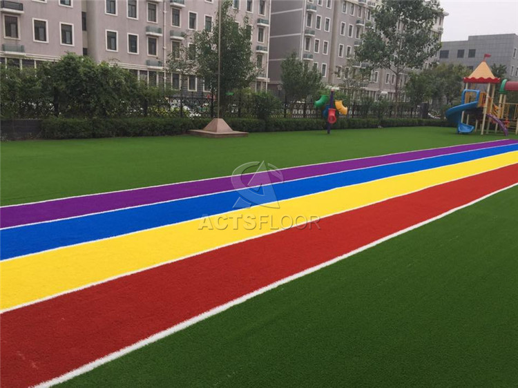 T23 Rainbow Colorful Kindergarten Running Track Artificial Grass Turf