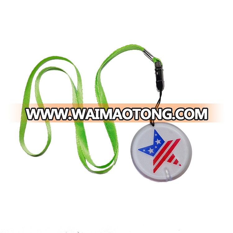 Customized logo plastic led pin badge with lanyard