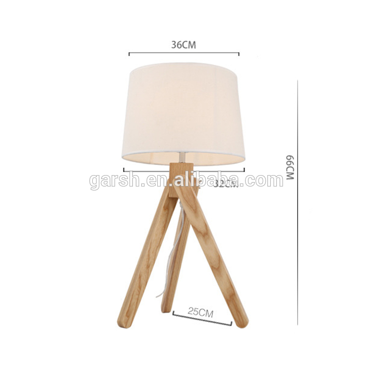 Modern Nordic Table Lamp Fabric Wooden Base Desk Lighting For Bedside