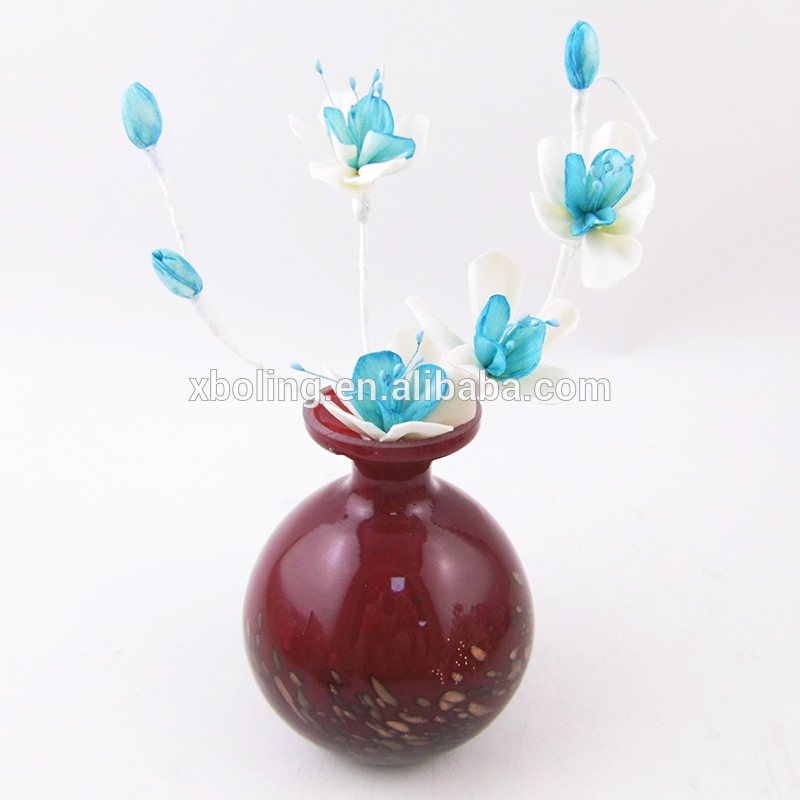 new year handcraft flower reed diffuser and red hand made vase glass bottle gift set