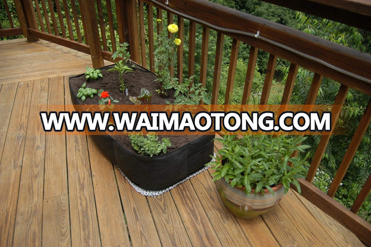 With grid Garden Grow Bags Herb Flower Vegetable Plants Bed Rectangle Planter Fabric Raised Planting Bed