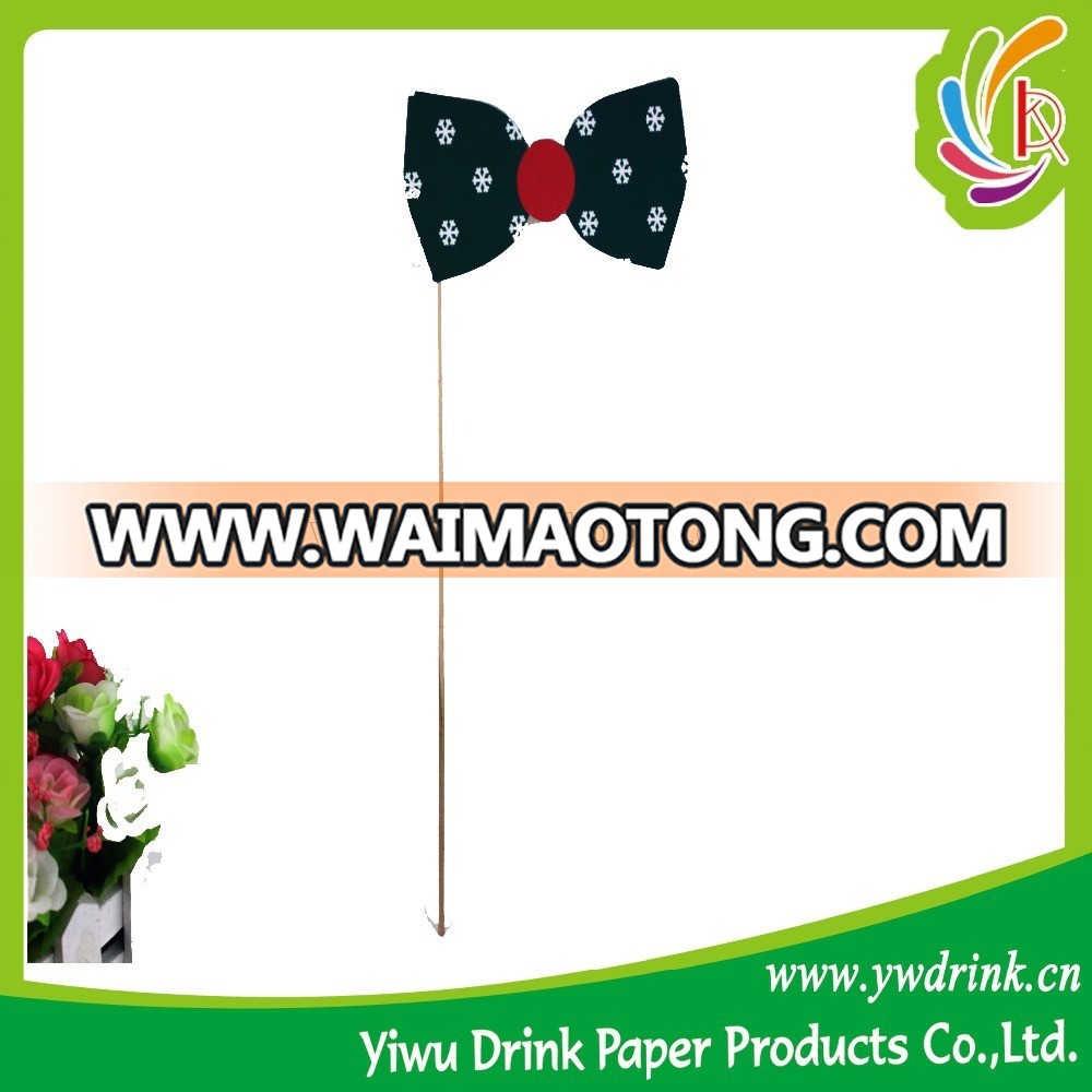 Christmas Ornaments Led Display Bow Tie Photo Booth Props With Sticks