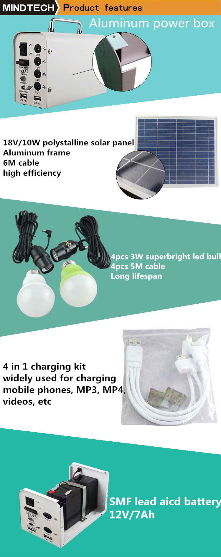 Hot selling 10W mini solar power lighting system portable DC solar kits for home