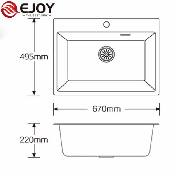 High Quality Customized quartz kitchen sink single bowl