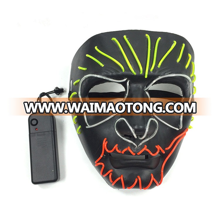 PoeticExst Hard Plastic Men Halloween Costume Mask Full Face EL Wire Music Control Flashing Neon Party Led Mask