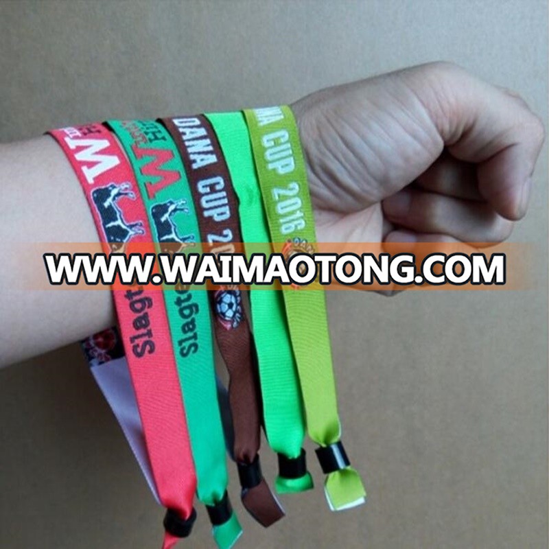 HXY Custom Woven Fabric Bracelet With Plastic Closure For Music Festival