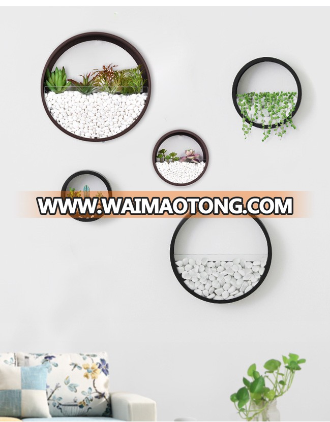 High quality 3D DIY circle hanging planter mental wall art for home decoration