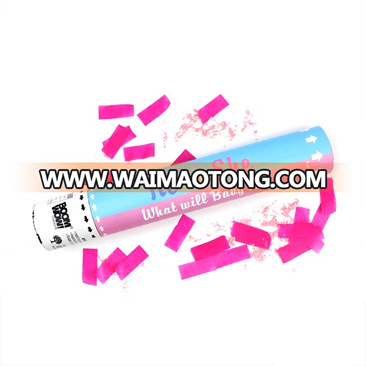 Boomwow Hot Sale Custom Blue Pink Baby Shower Celebration Holi Powder Cannon Party Popper Confetti Shooter