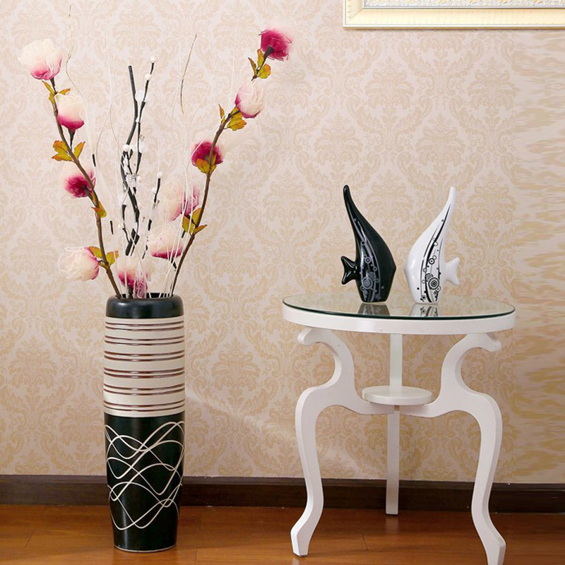 ceramic white vase home decoration black ceramic vase