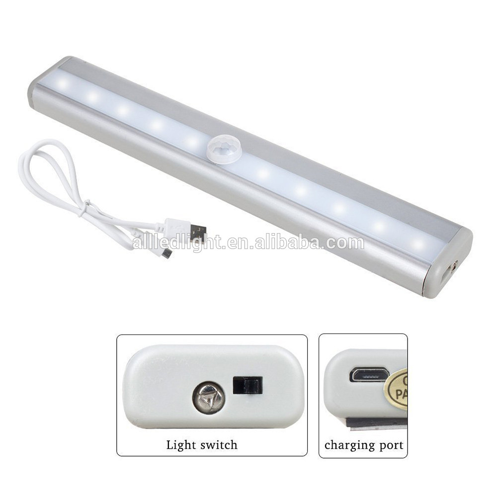 PIR Motion Sensor LED Under Cabinet Light Auto On/Off 10 LEDs for Kitchen Bedroom Armario Closet Wardrobe Night Light