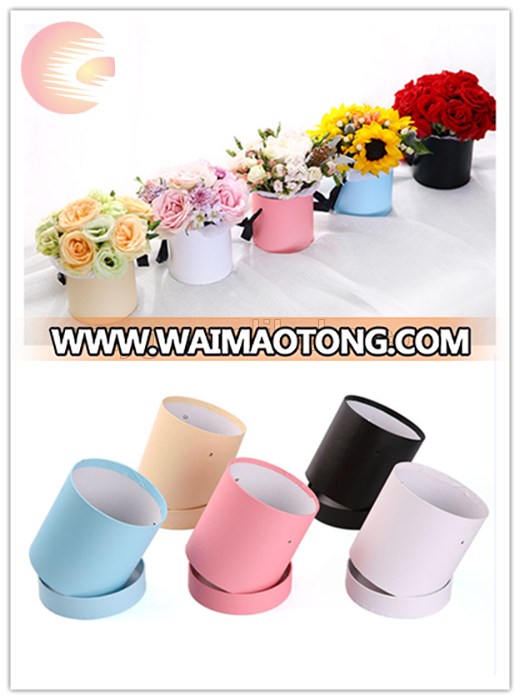 flower gift box coated paper box round shape for fresh flower