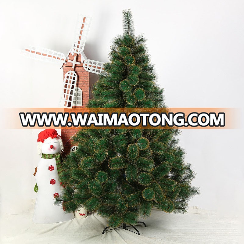 wholesale artificial 150cm/180cm/210cm pine needle christmas tree with gold glitter