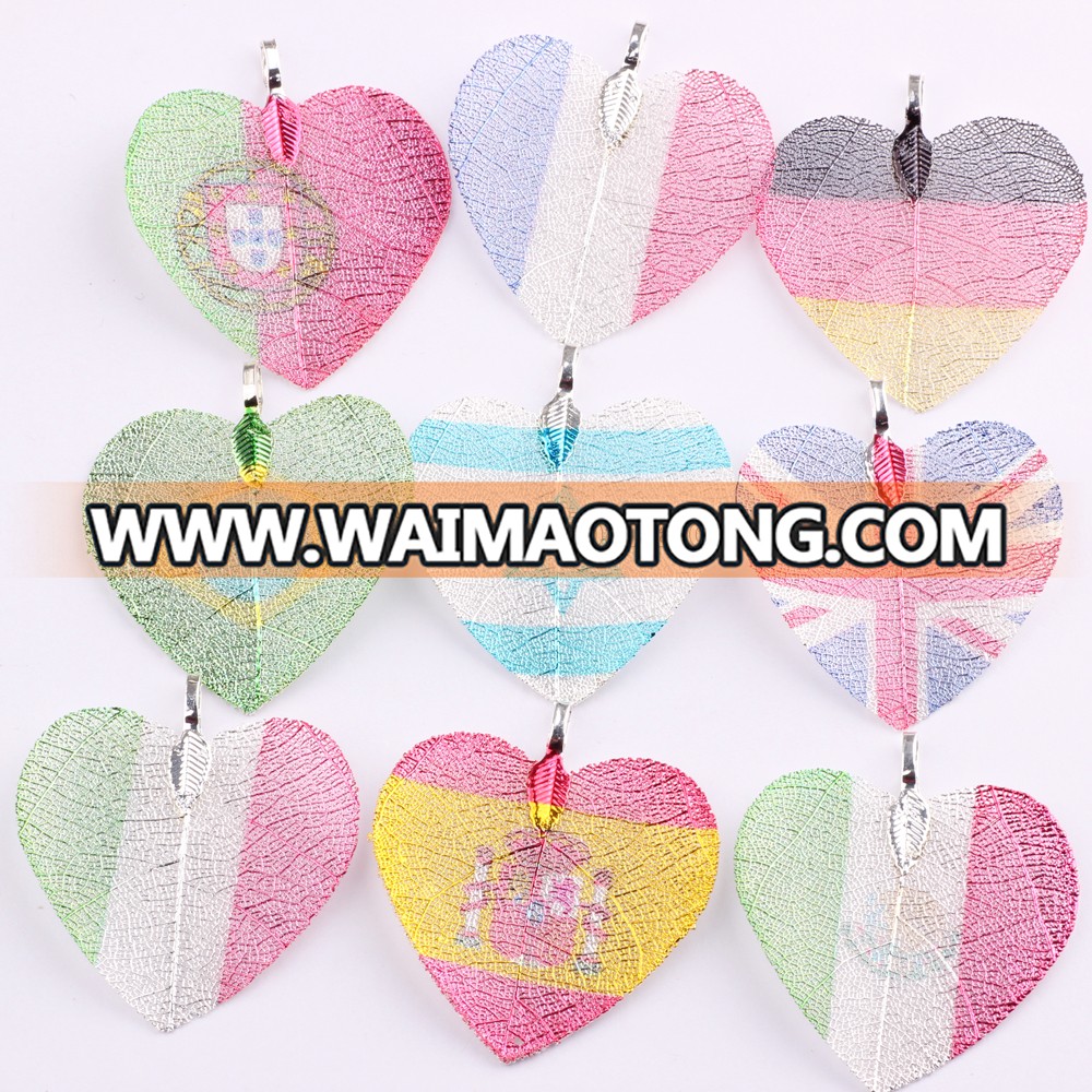 pretty color flag of spain heart pendants custom made charms wholesale