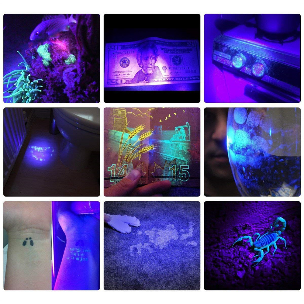 Ultra Violet Black Light 9 LED Mini Aluminum Flashlight AAA Pet Urine Stains Detector Scorpion Hunting Torch Light UV Flashlight