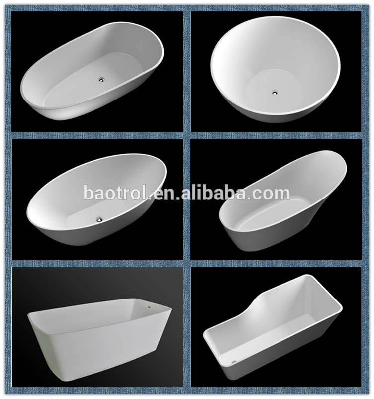 Easy to clean light weight large white artificial stone bathtub