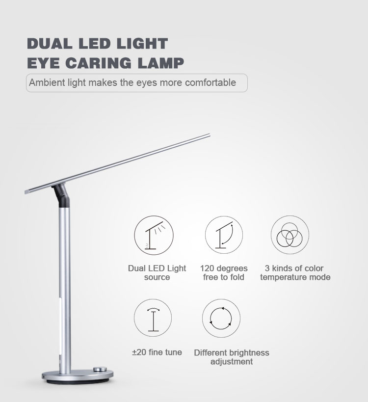 Lampat dimmable led desk lamp 3 lighting modes aluminum Alloy  table lamp led night light