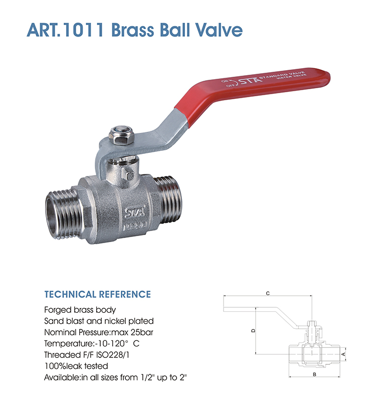 STA.1011 new products 3/8"-2" Inch ball valves cw617n BSP threaded brass forged ball valves china