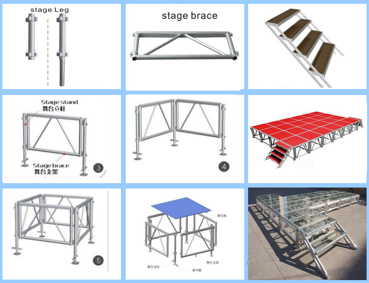 Multifunctional truss roof structure with portable stage