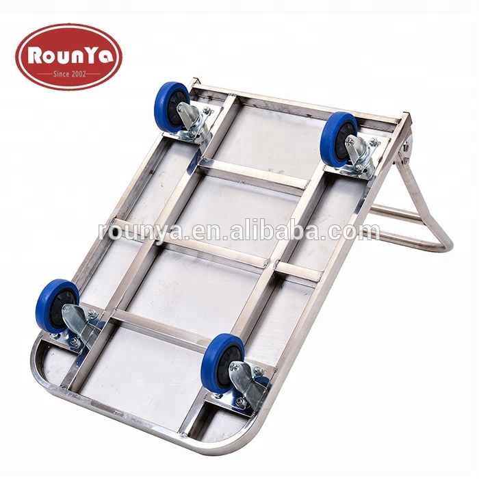 Four wheel stainless steel folding handle platform trucks capacity 150kg 300kg