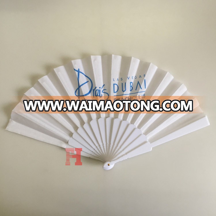 Hot products customized printed fabric plastic hand fan