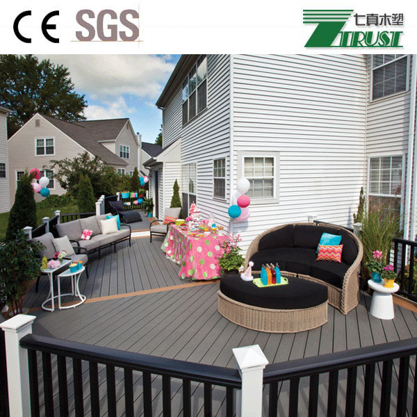 Rich wood plastic composite deck / outdoor WPC decking floor for swimming pool