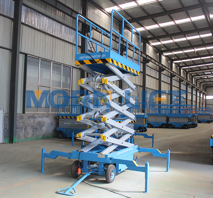 10m lifting height scissors mobile lift platform for man aerial work