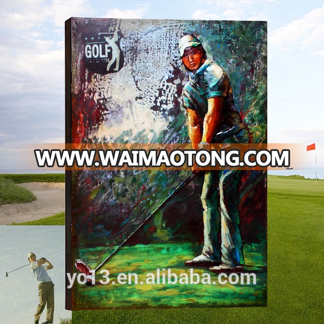 metal wall art decor 3 d Hand painted Unique Artwork the golfer Muscular man metal art painting