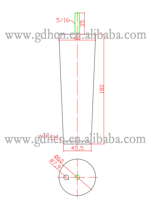 High 215mm Polished Chrome steel furniture round sofa leg with screw