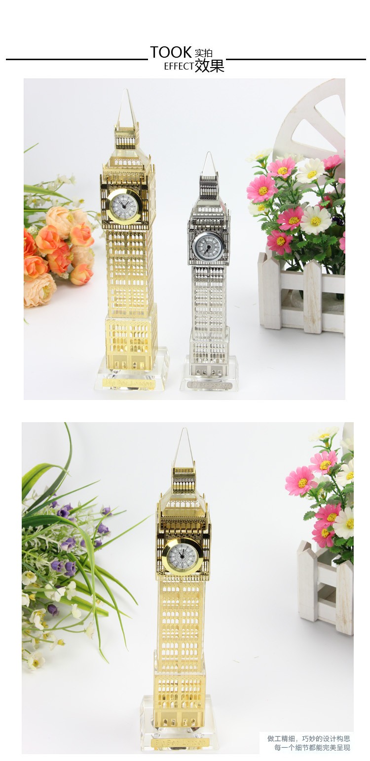 High Quanlity Tastefully Golden Crystal BUS model For Fancy Clock UK Souvenir