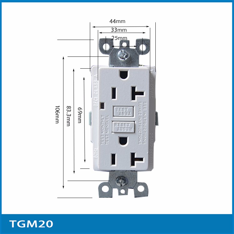 GFCI Breaker Duplex Tamper Resistant Receptacle 20A 125V Monitoring Function