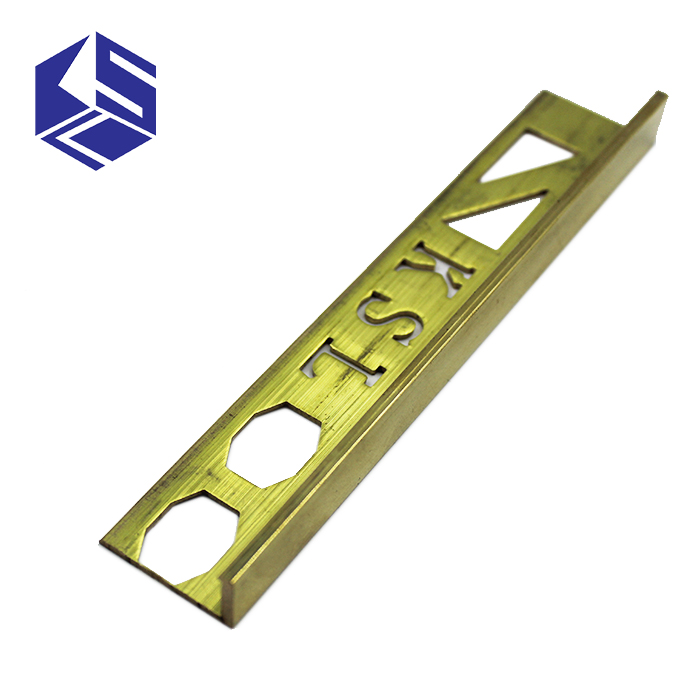 Flexible metal tile trim brass mill finish tile trim