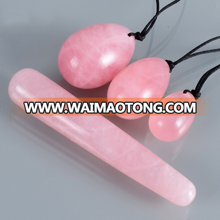 Wholesale Vaginal tightening product Kegel Natural Rose Quartz yoni eggs set Vaginal tightener eggs jade