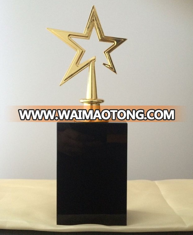 Five star crystal metal trophy